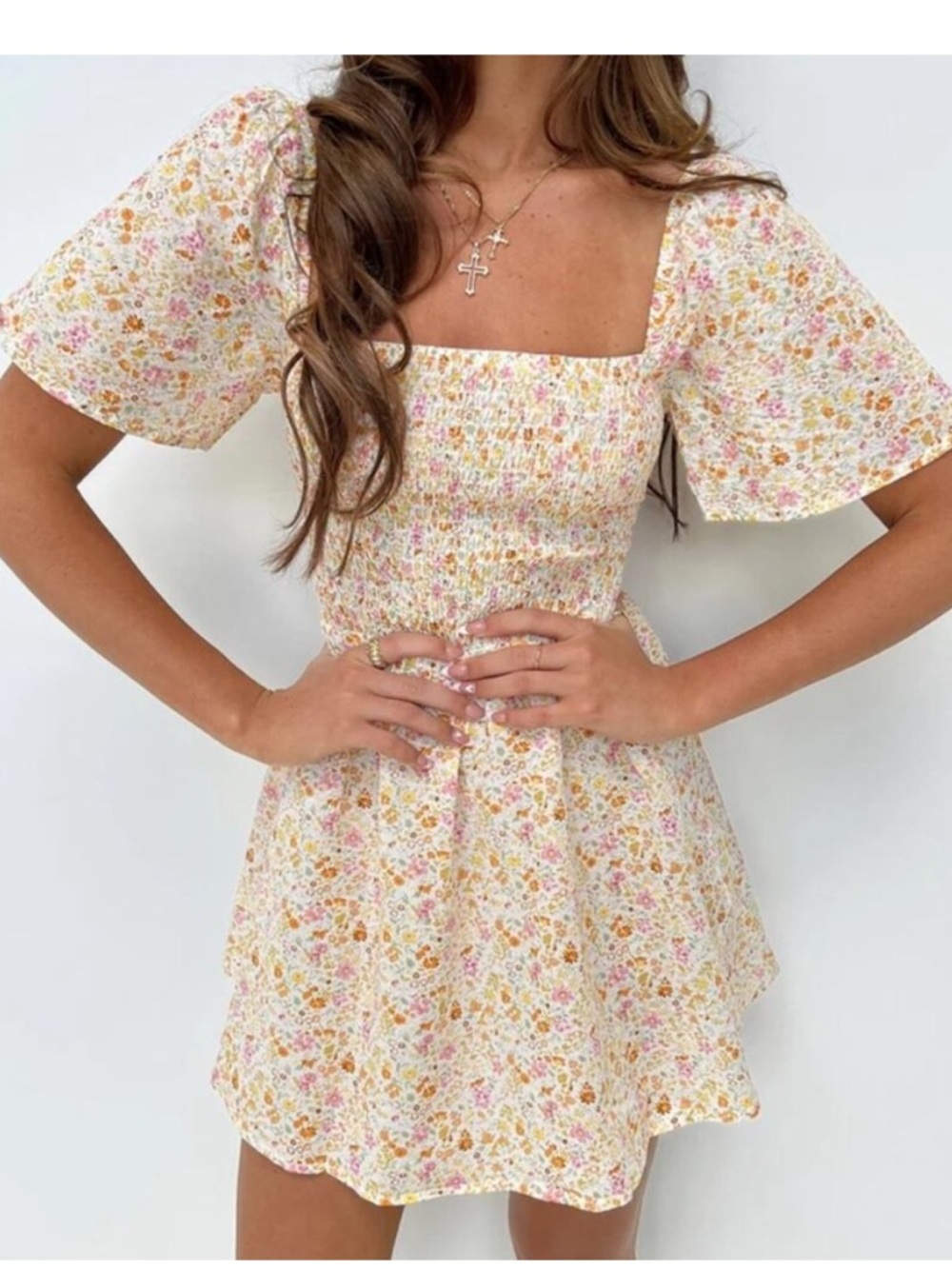 Princess Polly Yellow Summer Nights Floral Mini Dress size 10 NWT